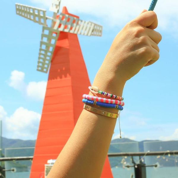 

charm bracelets quanchi natural shell pandent bracelet fashion polymer clay beads pulsera handmade friendship for women jewelry, Golden;silver