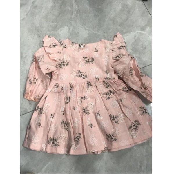 

girl's dresses girls casual dress floral printed pattern round collar long sleeve fashion princess 1-5y, Red;yellow