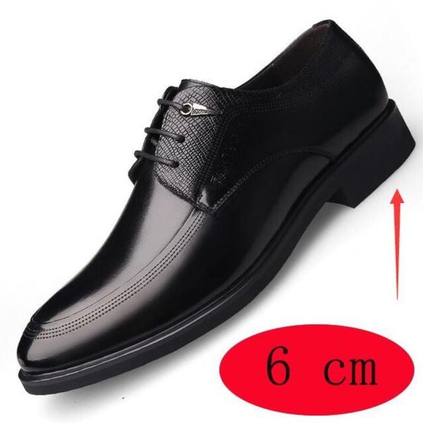 

dress shoes big size 48 49 men elevator 6 cm lifting insole oxfords hidden heel man formal casual business footwear, Black