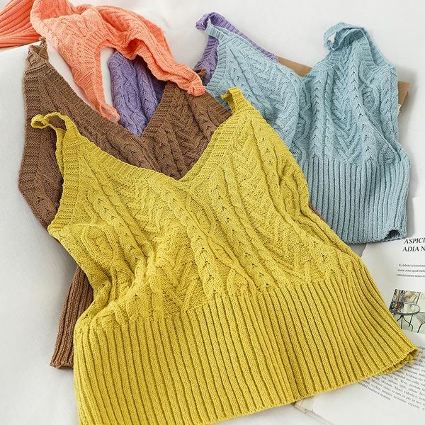 

women's vests gagarich sleeveless off shoulder camis vest women knit tie design solid bottom tank summer 2021 loose wild, Black;white