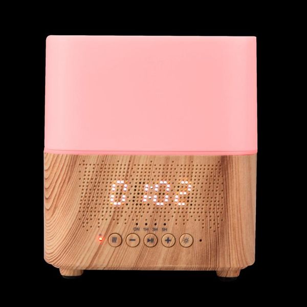 

latest wood grain multifunction 300ml electric air diffuser with speaker and alarm clock humidifiers