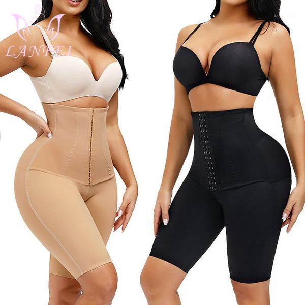 

women's shapers lanfei high waist tummy shaper panties bulifter seamless trainer body women hook briefs thigh slimming shapewear, Black;white