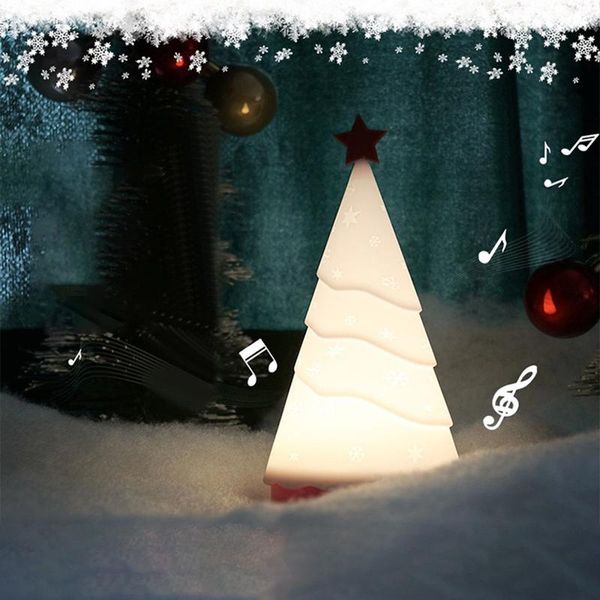 

night lights led music light silicone touch sensor colorful christmas tree bedroom home decor lamp kid gift
