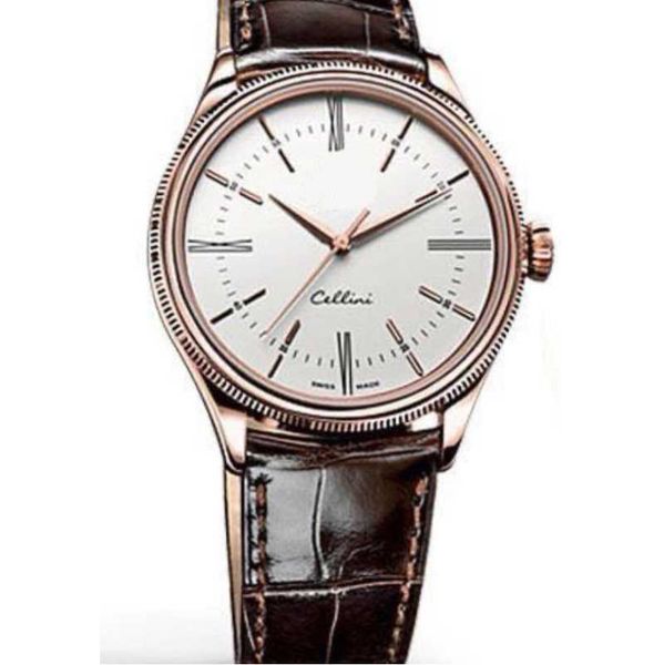 

wristwatches men automatic mechanical sapphire geneve no date rose gold stainless steel black leather white rome dial watches sport 39mm, Slivery;brown
