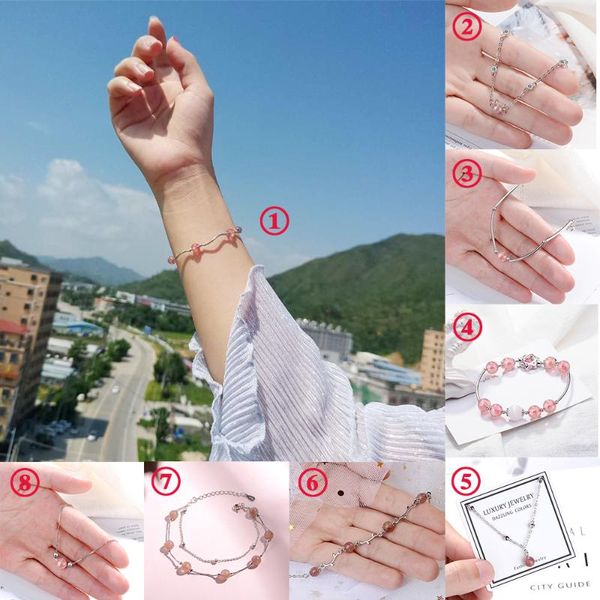 

chereda charms strawberry beads bracelet for women 8 style fashion chain bangle unique statement jewelry romantic children, Black