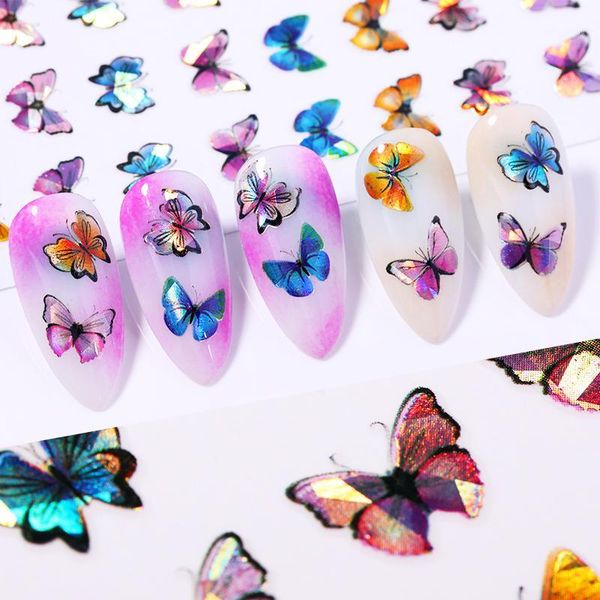 

nail art 3d sticker butterfly laser decals fairy tales transfer beautiful decorations diy design1, Black