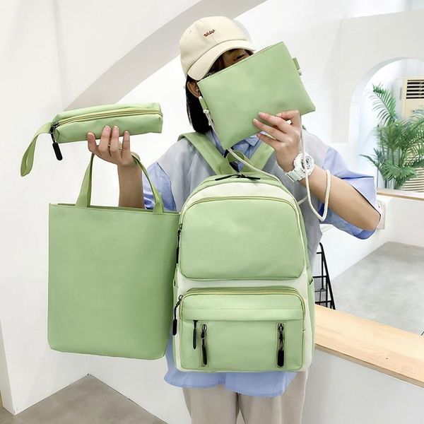 

canvas women backpack 4 pcs sets school backpacks book bags for teenager girls