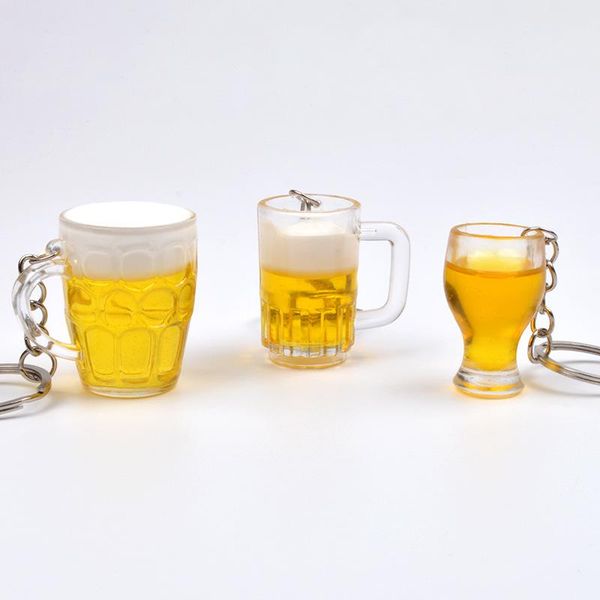 

keychains imitation beer mug keychain pendant statue figurine ornament miniature toy decoration, Silver
