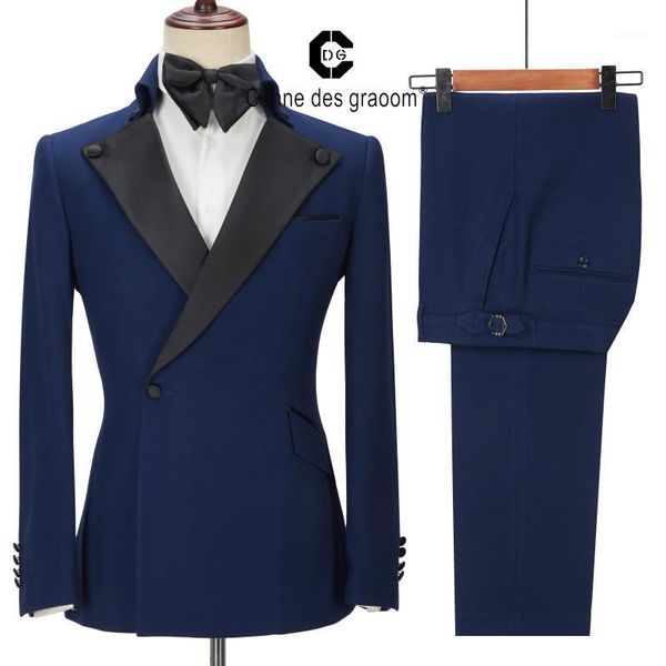

men's suits & blazers cenne des graoom latest coat design men tailor-made tuxedo 2 pieces wedding party singer groom costume homme blue, White;black