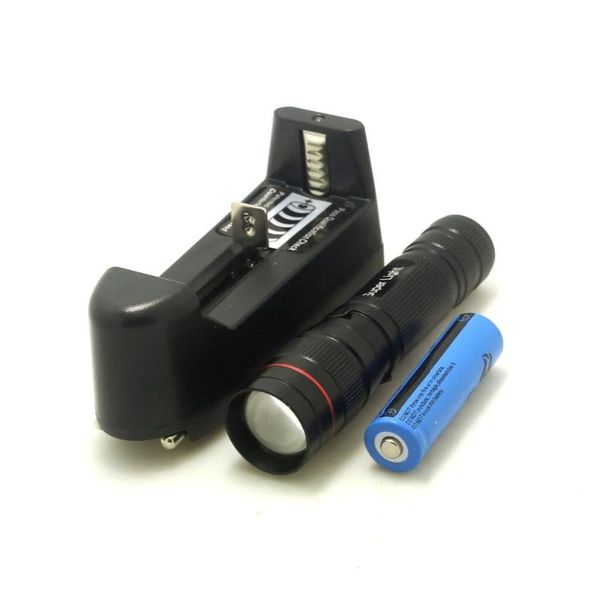 

lumens cree xp-e q5 mini zoomable 3 mode led 14500 / battery adjustable torch with and charger flashlights torches