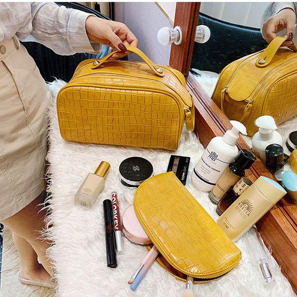 

cosmetic bags & cases ladies toiletry set leather travel organizer traveling kit wash handbag makeup bag for women