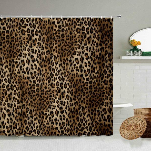 

african leopard pattern shower curtain zebra stripe tiger skin wild animal bathroom decoration with hook waterproof screen set curtains