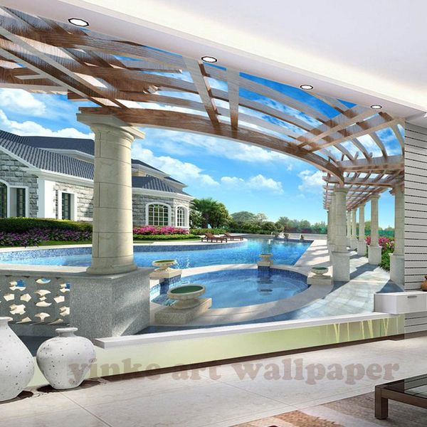 

wallpapers custom 3d mural non-woven wallpaper villa room tv sofa backdrop wall paper swimming pool po home decor