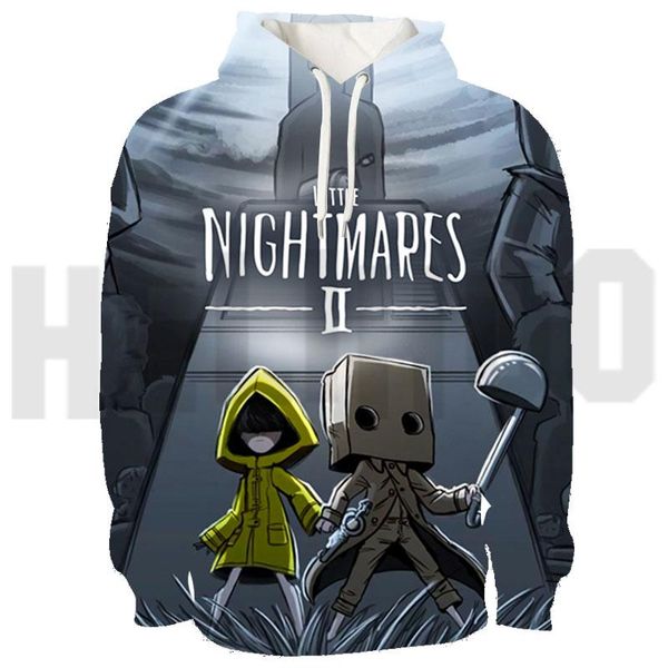 

men's hoodies & sweatshirts little nightmares 2 hoodie coat 3d print anime crewneck sweatshirt game oversized pullover streetwear mens, Black