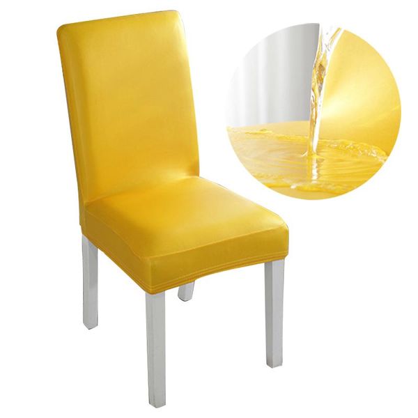 

waterproof pu leather fabric solid color chair cover dining seat covers banquet protector wedding el