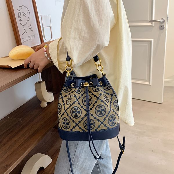 

designer 2021 women's bag summer new tb suction bucket canvas floral print one shoulder messenger bag