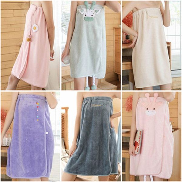 

towel a embroidered shower dress with woman's strapless can be worn in household coral velvet absorbent bathrobe