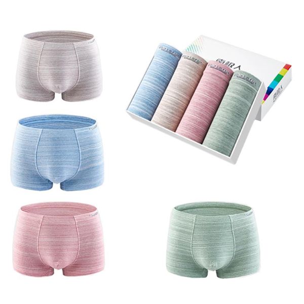 

underpants 4pcs men underwear cotton mens boxers breathable man's solid comfortable brand shorts male panties, Black;white