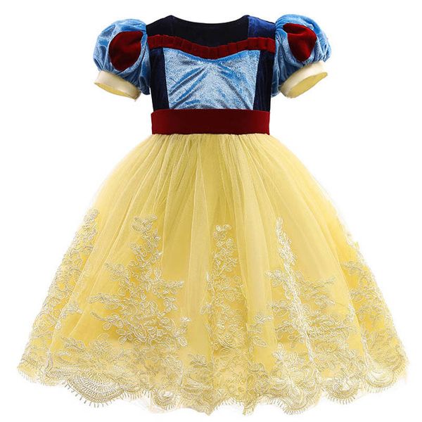 

girl's dresses baby girls dress kids clothes children wear princess short-sleeved skirt lace long children's clothing party b6688, Red;yellow