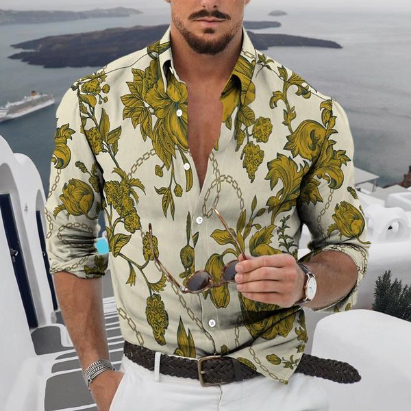 

men's casual shirts 2021 spring autumn fashion mens flower printing long sleeve men turn-down collar buttoned shirt streetwear, White;black