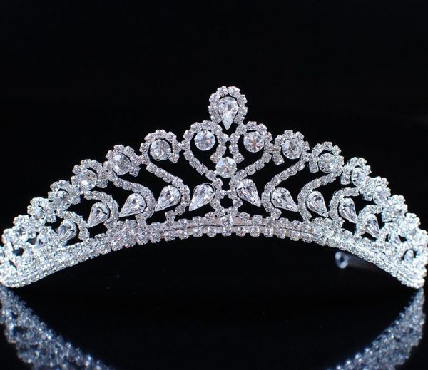 

hair clips & barrettes floral tiaras brides flower handmade crowns clear crystal rhinestones headband headpiece pageant party prom jewelry, Golden;silver