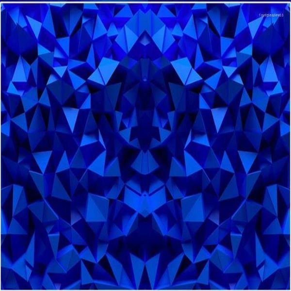 

blue geometric wallpapers solid living room sofa tv background wall 3d murals wallpaper for room11