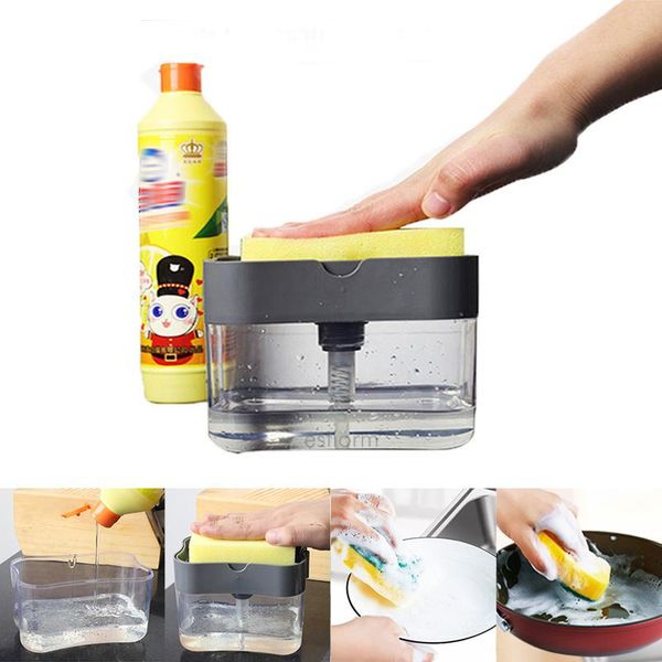 

dish soap dispenser for kitchen liquid with sponge holder caddy pump