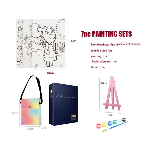 

mini leishe bag line sketchpad canvas panel set with pigment and brush for kids or students painting sets gift