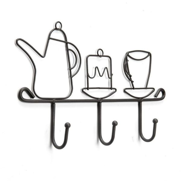 

robe hooks wall mounted rack,11 inches iron 3 kitchen home restaurant keys coats cups decorative
