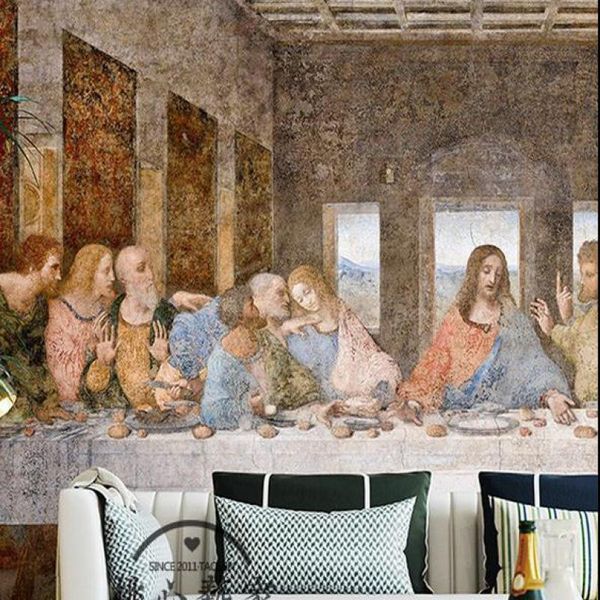 

custom size da vinci's last supper wallpaper oil painting mural background wall decoration living room bedroom dining wallpapers