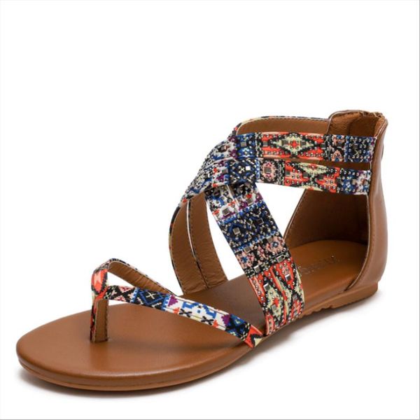 

sandals 2021 summer casual fashion all-match elegant, refined and beautiful ethnic style roman flat-bottomed bohemian xm066, Black