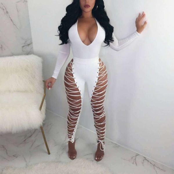 

women's leggings 2021 summer slim hollow out side pants tights bandage trousers, Black