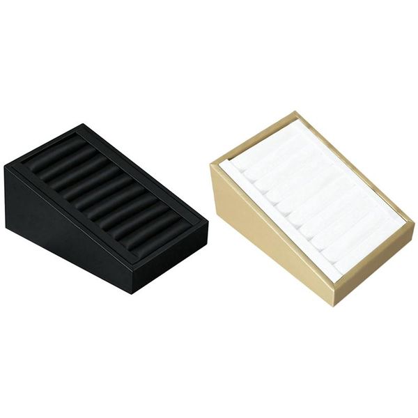 

jewelry pouches, bags 2 pcs elastic pu leather bracelet ring tray display stand insert gold & black, Pink;blue