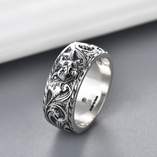 

luxury design domineering tiger head ring 925 silver plated material rings fashion jewelry
