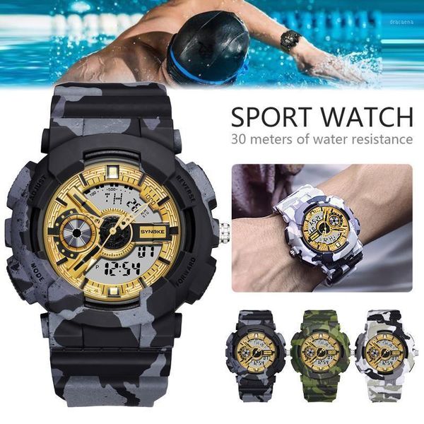 

sports men's watches luxury military digital quartz watch men multifunctional waterproof luminous clock 2021 modernos wristwatches, Slivery;brown