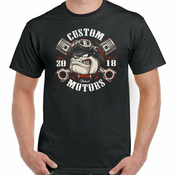 

Bulldog Custom Motors Mens Funny Biker T-Shirt Motorcycle Indian, White;black
