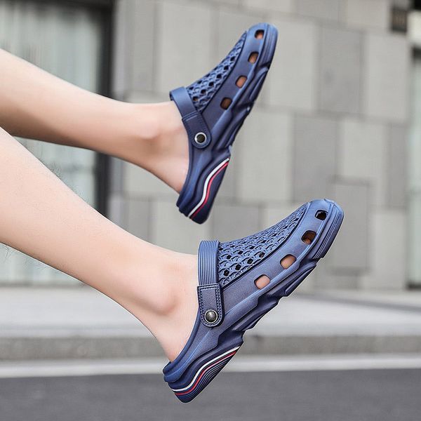 

fashion men women sport trainers size hole sandals shoes trend casual summer 2021 beach dual-use outdoor men's baotou sandal and slippe, Black