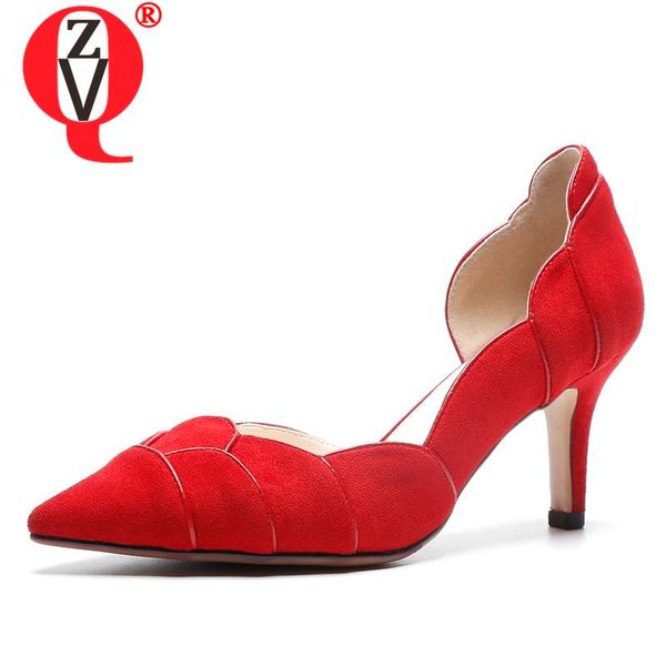 

spring fashion women pumps outside high heels pointed toe flock party wedding shoes drop size 33-39 dress, Black