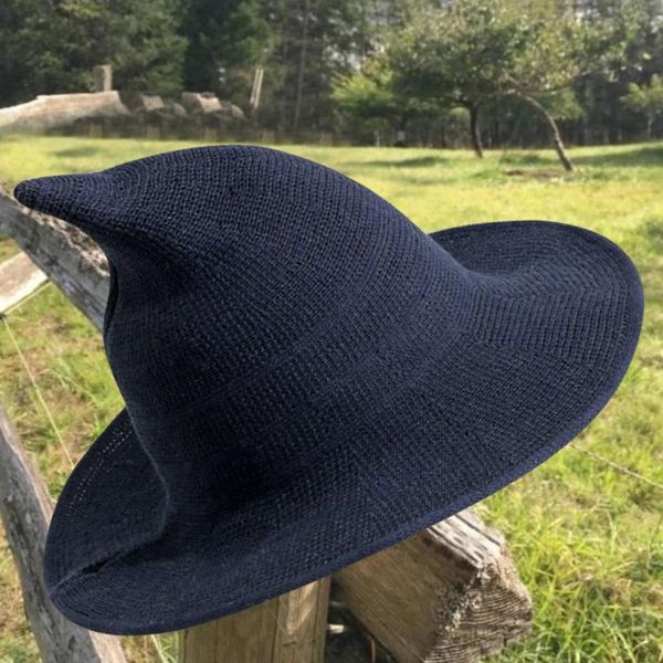 

wide brim hats halloween witch hat men's and women's wool knit fashion solid diversified along the girlfriend gifts sombreros#p2, Blue;gray