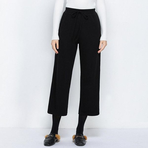

women's pants & capris winter big size fat knitted nine-point, Black;white