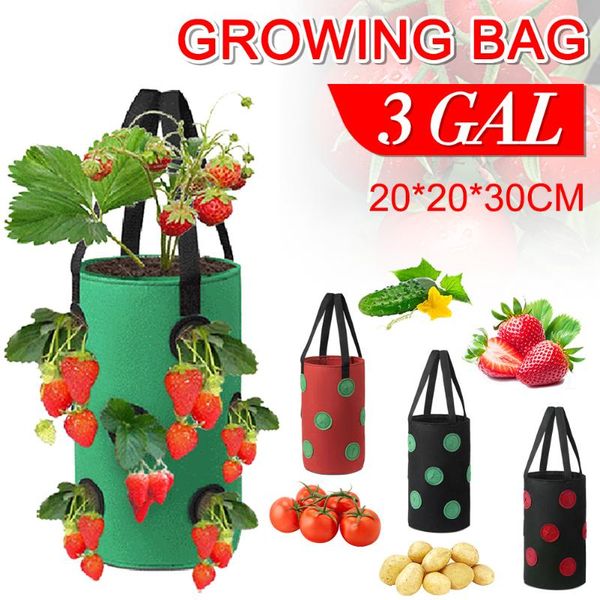

planters & pots plant bag strawberry tomato garden hanging vegetable bare root grow breathable reusable flower pot 10hole planting