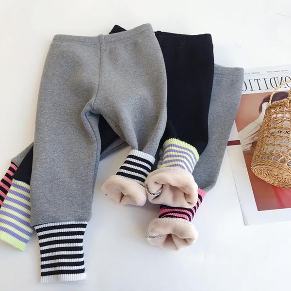 

trousers girls winter warm leggings baby plus velvet thickening pants kids kid skinny pencil slim, Blue