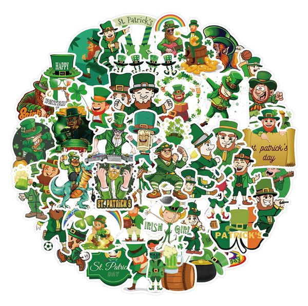 

50pcs/set poster small waterproof skateboard stickers st. patrick's day festival graffiti for notebook lapbottle helmet car sticker pvc