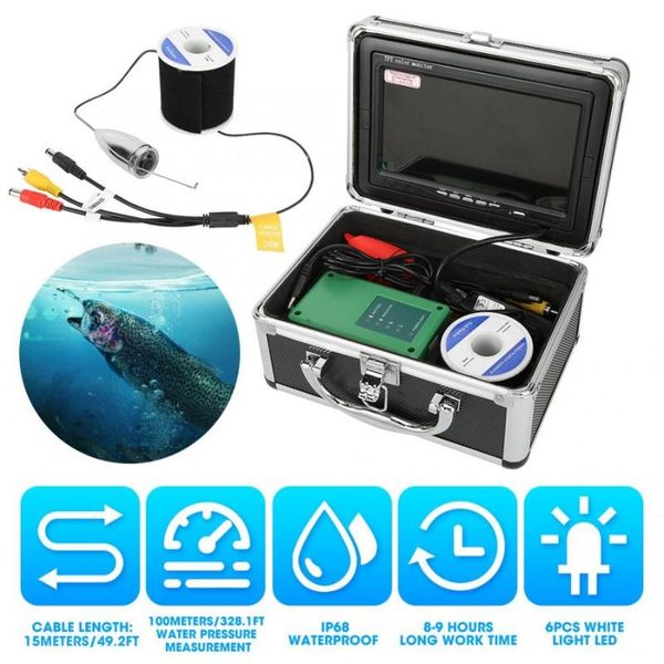 

cameras underwater camera 100-240v ip68 6 leds adjustable brightness fishing video fish finder with 49.2ft cable