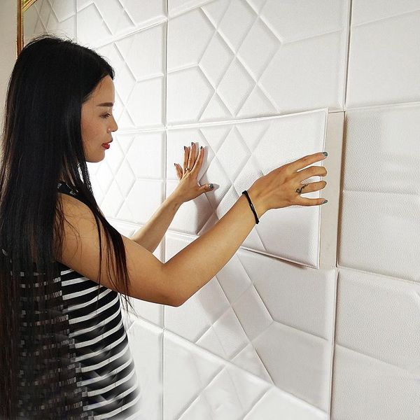 

wallpapers 10pcs faux leather pe foam 3d wall panels peel and stick wallpaper for kids room background bedside anti-collision home docer