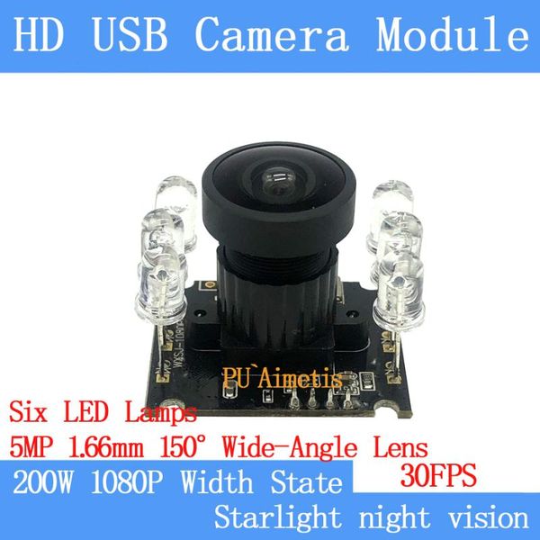 

cameras pu`aimetis 6infrared led usb camera module 30fps dynamic backlight compensation 150wide-angle mini 2mp 1080p surveillance