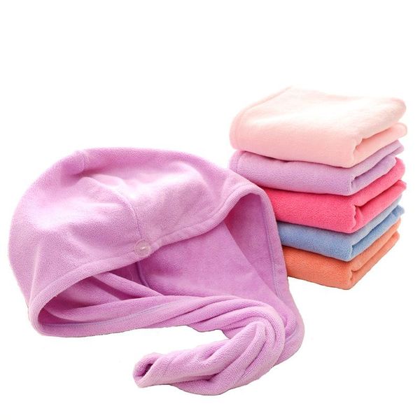 

towel microfiber hair drying bath quick turban super absorbent women cap wrap with button thicken 100g