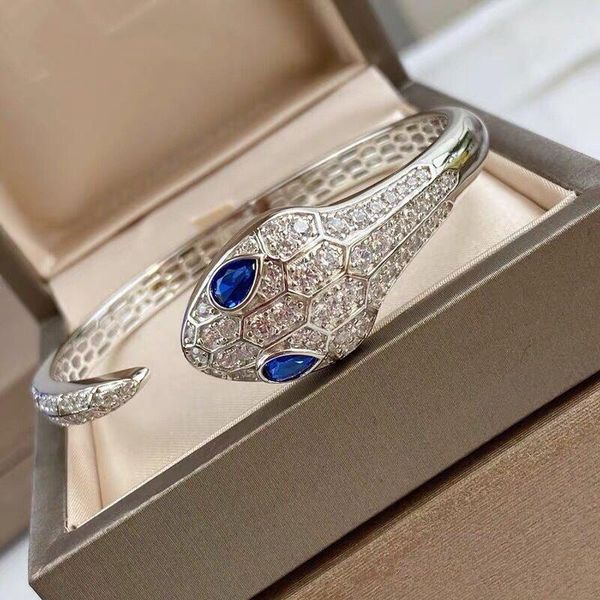 

link, chain snake head bracelet 925 sterling silver full diamond blue eye green open, Black