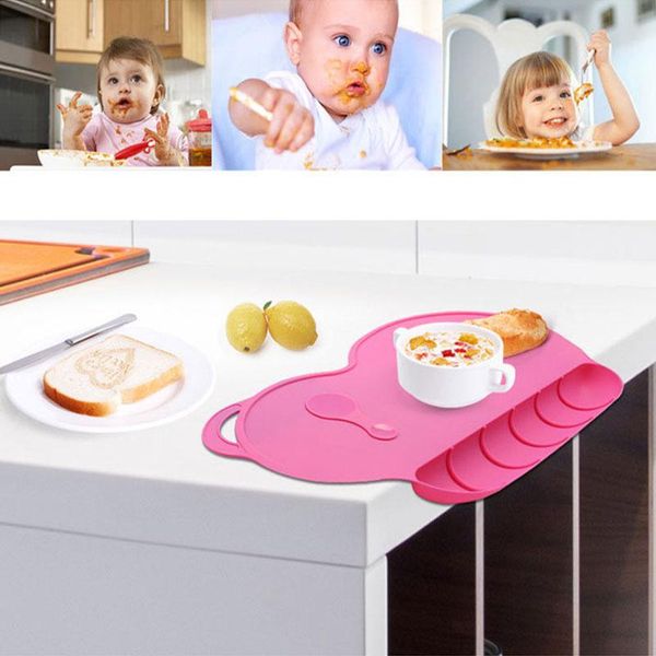 

dishes & plates baby boy girl safe non-toxic child silicone anti-slip portable placemat dinner tableware solid color mat