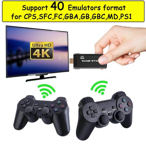 

portable game players 4k hd 64bit 32gb 3550 games video console 2.4g wireless for cps ps1 mini retro joystick double gamepad controller gift